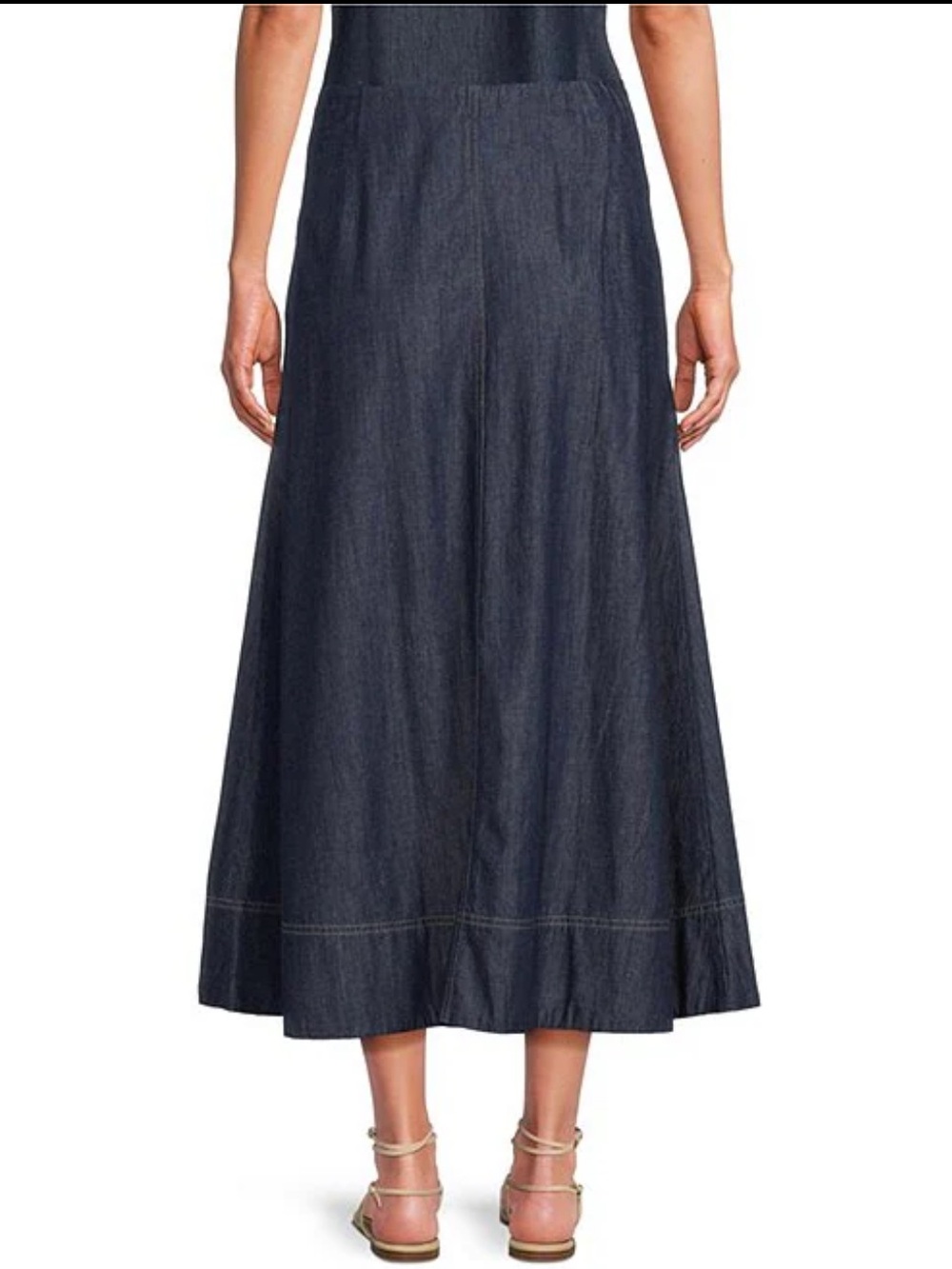 Eileen Fisher Organic Cotton Denim Maxi Full Skirt in Deep Blue Medium - Picture 7 of 11